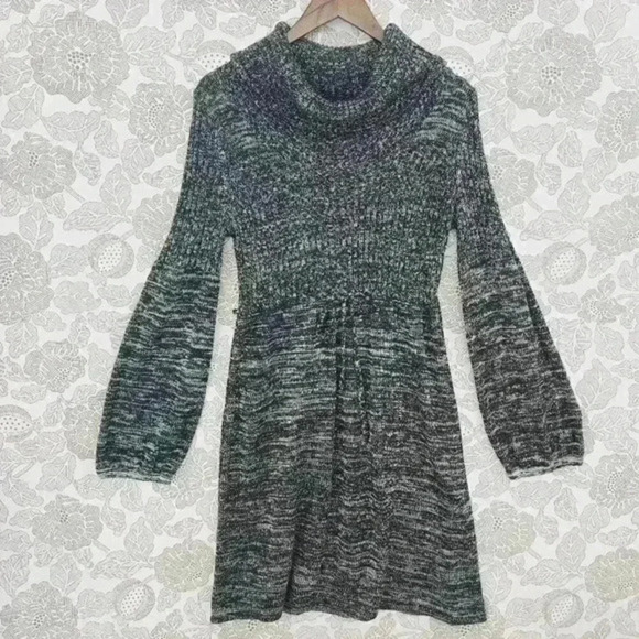 Calvin Klein‎ Cowl neck Balloon sleeve Knee Knit Sweater Dress L 9293C - Picture 1 of 9